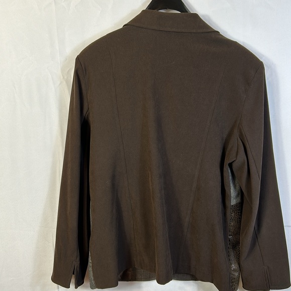 Elementz Brown Blazer Size XL One Button Closure Front Pockets Fabric Block - Picture 4 of 8